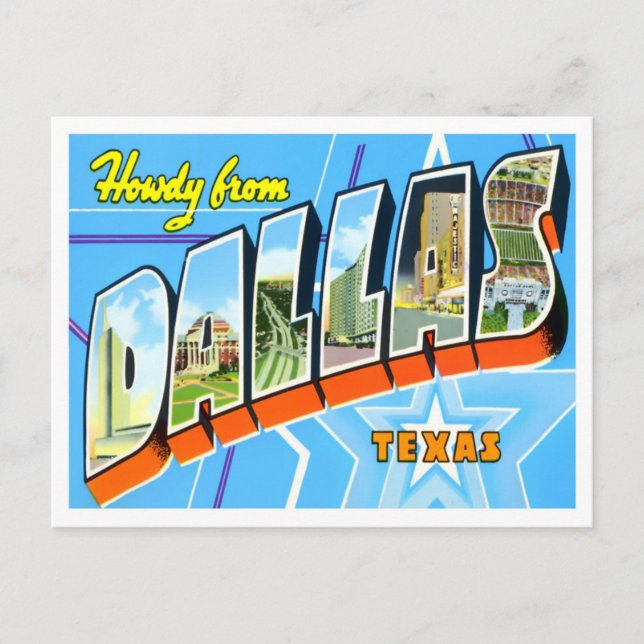 Postal Dallas, Texas Vintage Big Letters (Anverso)