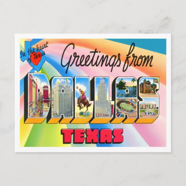 Postal Dallas, Texas Vintage Big Letters (Anverso)