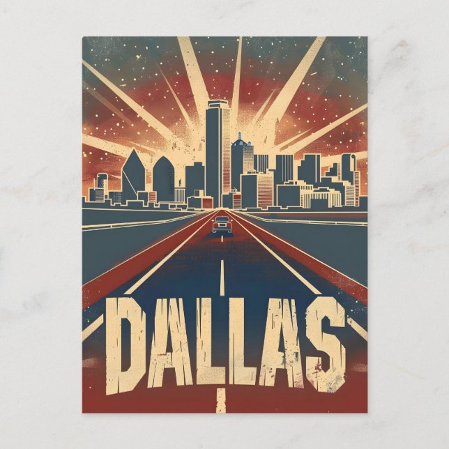 Postal Dallas Vintage Travel Ad Art (Anverso)