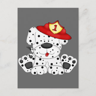 Postal Dalmación y Gorra de perros de bomberos