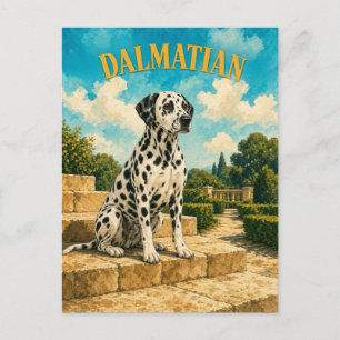 Postal Dálmata, Arte de Perro Acuarela Vintage