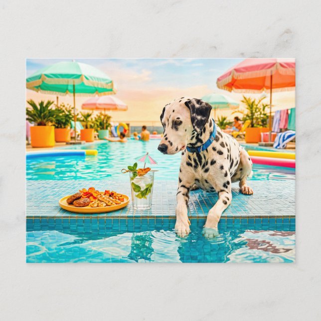 Postal Dálmata con snack (Anverso)