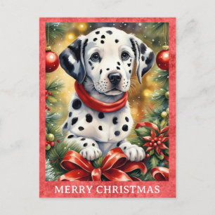 Postal Dalmatia Feliz Navidad Perro Cachorro