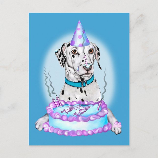 Postal Dalmatian Cake Face Cumpleaños (Anverso)