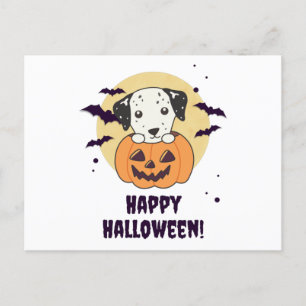 Postal Dalmatian En Calabaza Dulces Perros Feliz Hallowee