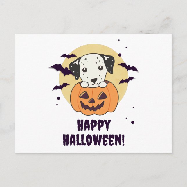Postal Dalmatian En Calabaza Dulces Perros Feliz Hallowee (Anverso)
