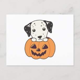 Postal Dalmatian En Calabaza Dulces Perros Feliz Hallowee