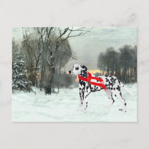 Postal Dalmatian en nieve invernal