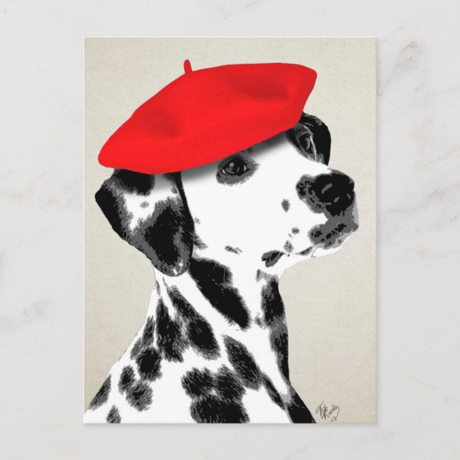 Postal Dalmatiano con Beret Rojo (Anverso)