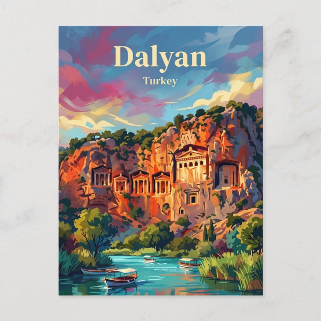 Postal Dalyan - Tumbas Roca Turquía (Anverso)