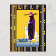 Dama Art Deco con perro