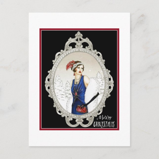 Postal Dama Art Decó de los años 20 (Anverso)