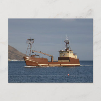 Postal Dama ártica, bote de cangrejo en puerto holandés, 