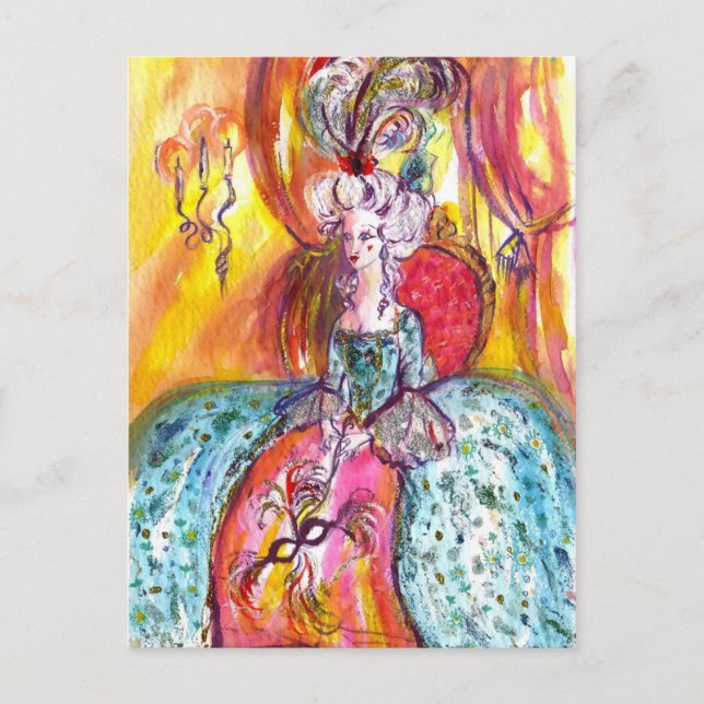 POSTAL DAMA COLOMBINA CON MASQUERADA VENECIANA (Anverso)