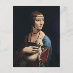 Postal Dama con armiño de Leonardo da Vinci