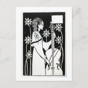 Postal Dama con Cello, de "Le Morte d'Arthur" (litho)