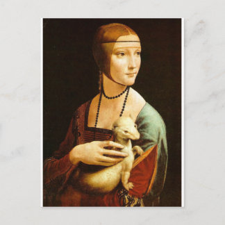 Postal Dama con Ermine de Leonardo Da Vinci c. 1490