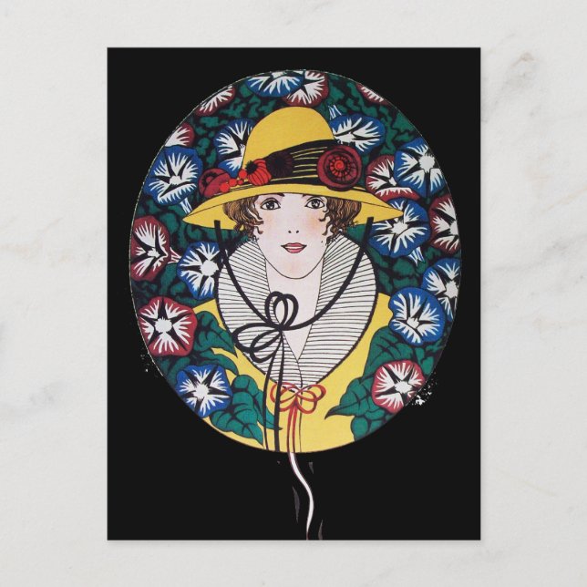 Postal Dama con glorias de la mañana (Anverso)