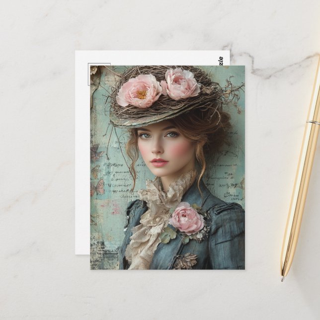 Postal Dama con Gorra de la Naturaleza (Anverso/Reverso In Situ)