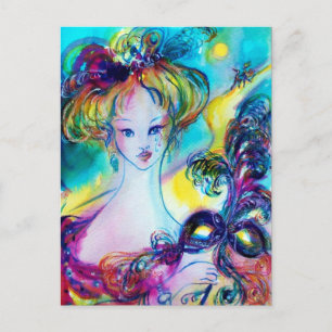 POSTAL DAMA CON MÁSCARA DE MÁSCARA