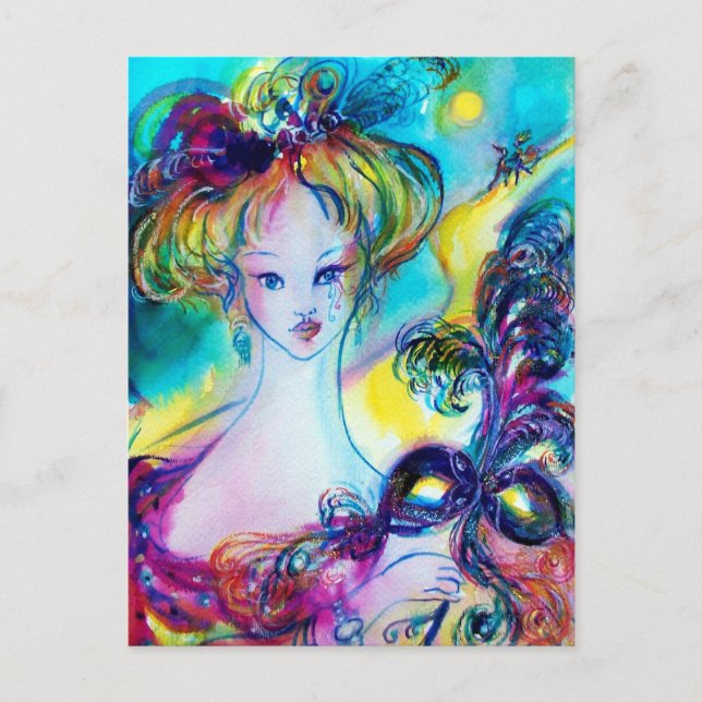 POSTAL DAMA CON MÁSCARA DE MÁSCARA (Anverso)