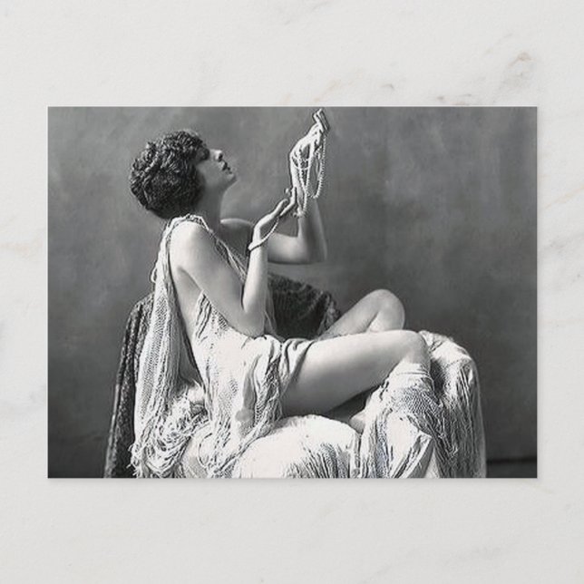 Postal Dama con Perlas (Anverso)