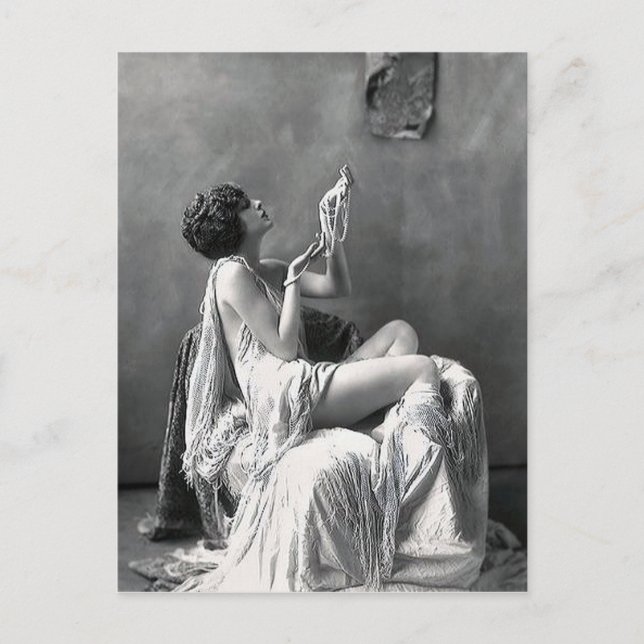 Postal Dama con Perlas (Anverso)