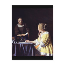 Dama con sirvienta sosteniendo carta de Vermeer