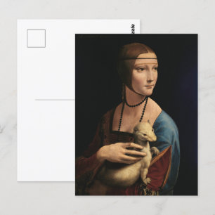 Postal Dama con un Ermio por Leonardo da Vinci