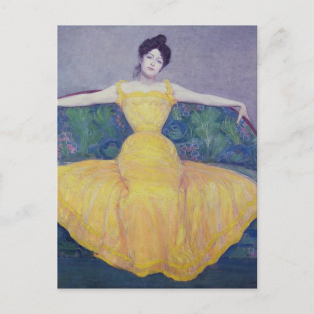Postal Dama con vestido amarillo, 1899 (Anverso)