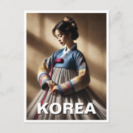 Postal Dama coreana Hanbok Vestido tradicional