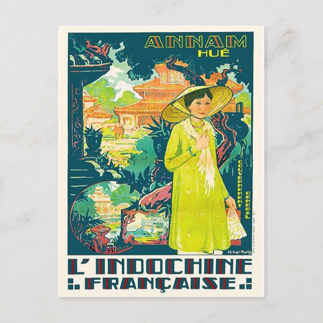 Postal Dama de Annam Hue, ciudad de Vietnam, Asia (Anverso)