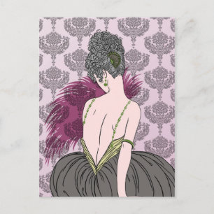 Postal Dama de Arte Deco con Damasco - BIANCA: Tiempo de 