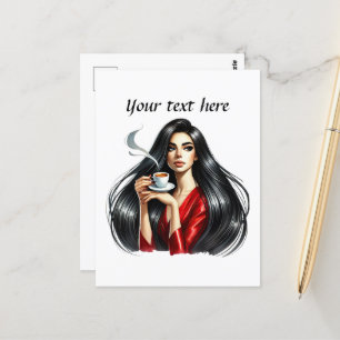 Postal Dama de café suave agregar texto