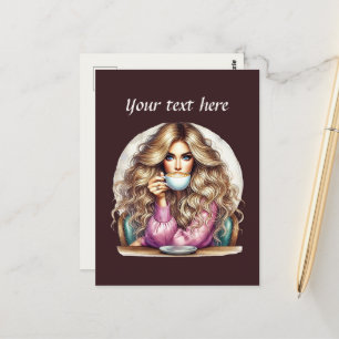 Postal Dama de café suave agregar texto