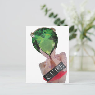 Postal Dama de collage de piedra preciosa verde surrealis
