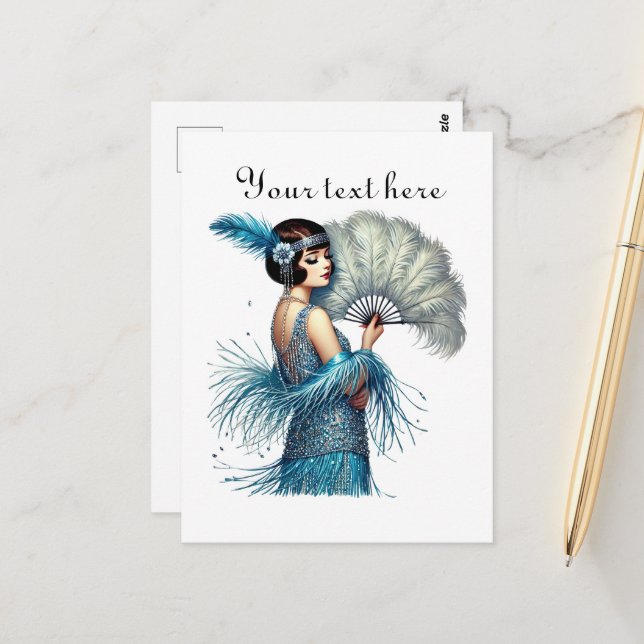 Postal Dama de corte agregar texto (Anverso/Reverso In Situ)