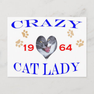 Postal Dama de gato loca de 1964