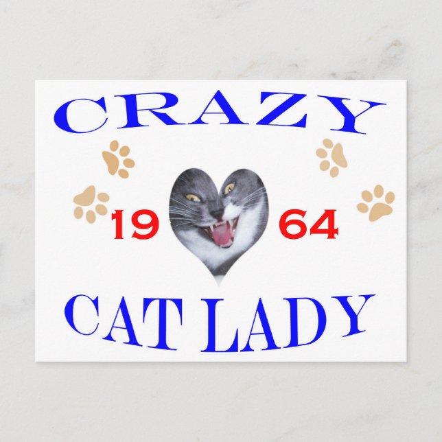 Postal Dama de gato loca de 1964 (Anverso)