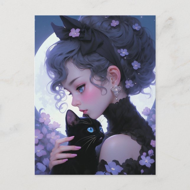 Postal Dama de gatos de corte (Anverso)