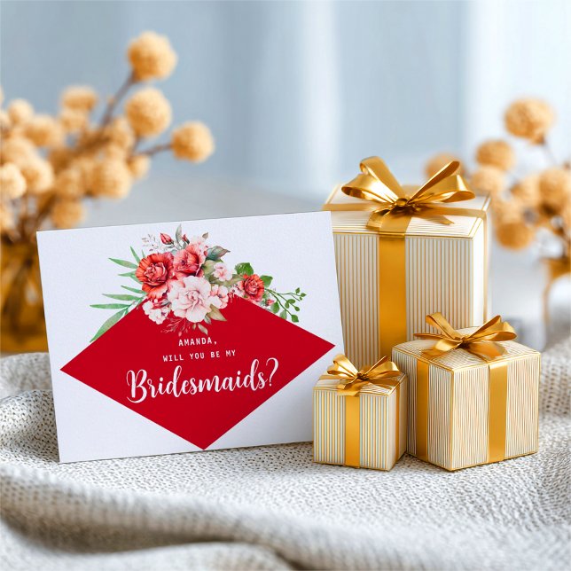 Postal Dama de honor floral Terracotta Borgoña Rubor (Subido por el creador)