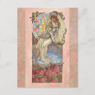 Postal Dama de Junio Serie Art Nouveau Birthstone