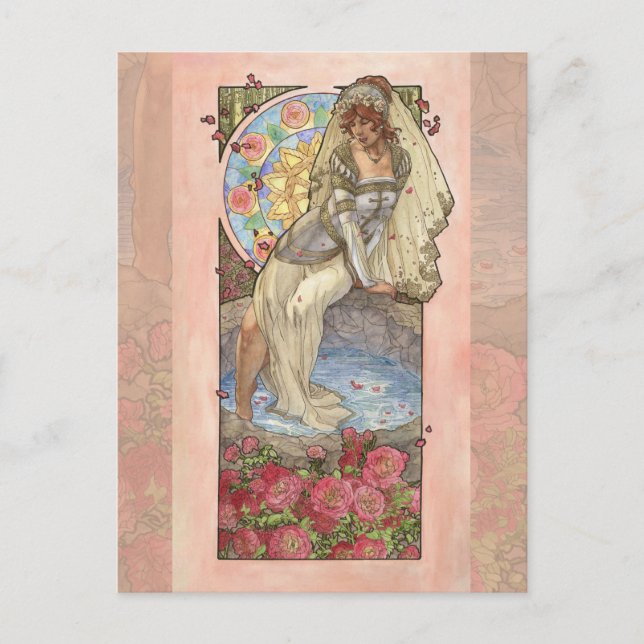 Postal Dama de Junio Serie Art Nouveau Birthstone (Anverso)