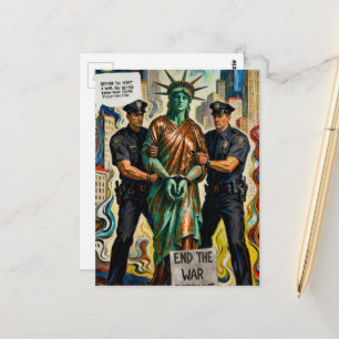 Postal dama de la libertad protestando arrestada por la p