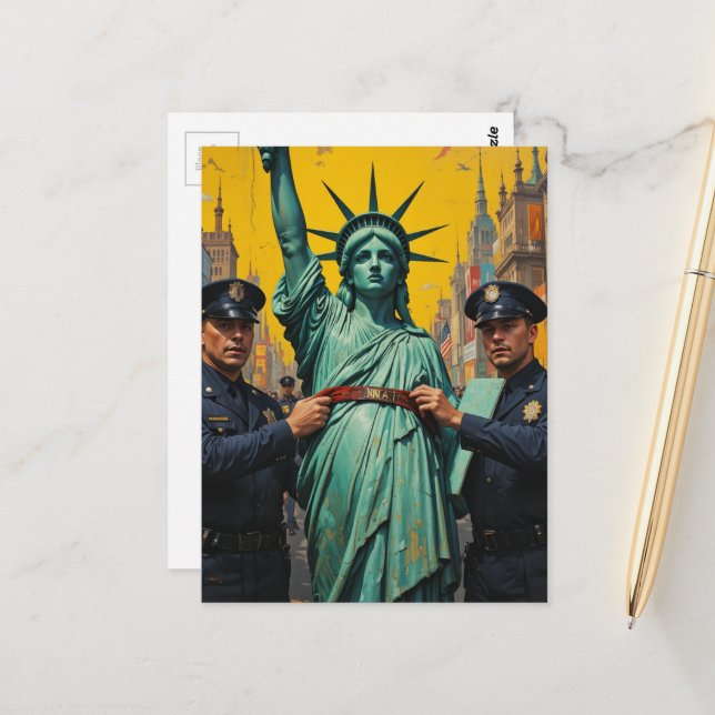 Postal dama de la libertad protestando arrestada por la p (Anverso/Reverso In Situ)