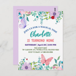 Postal Dama de la mariquita linda Punto floral floral Flo