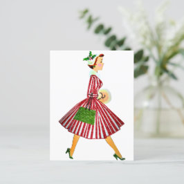 Postal Dama de la Vintage de 1950