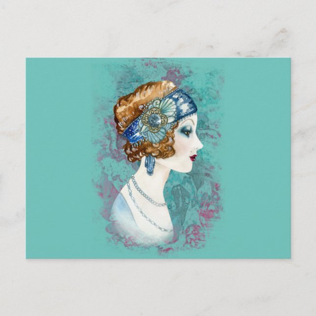 Postal Dama de los veinte. (Anverso)