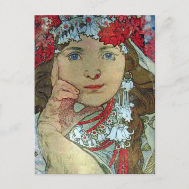 Postal Dama de medios mixtos (Anverso)