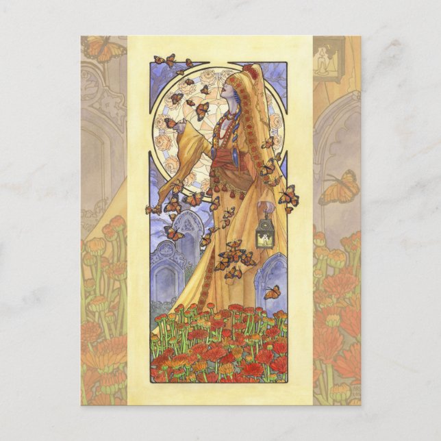 Postal Dama de Noviembre Serie Art Nouveau Birthstone (Anverso)